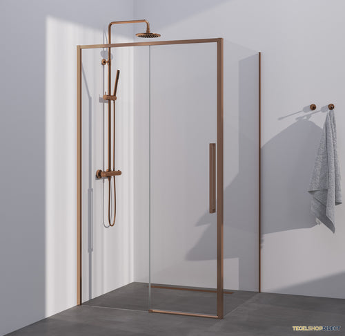BRAUER Season douchecabine model B met schuifdeur helder glas 120x80x200 omkeerbaar incl. glascoating Season-Koper