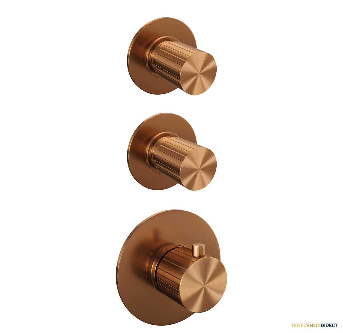 Brauer Stripe thermostatische inbouw regendouche SET 01 met 25 cm douchekop en rechte muurarm en staaf handdouche en doucheslang en wandaansluitbocht koper geborsteld PVD – afbeelding 4