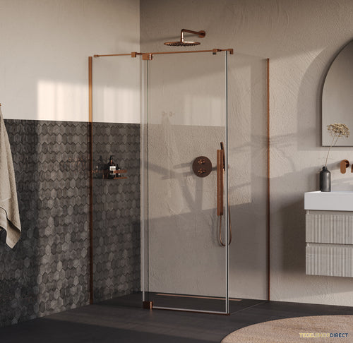 BRAUER Stellar douchecabine met draaideur helder glas 120x90x200 omkeerbaar incl. glascoating PVD koper geborsteld