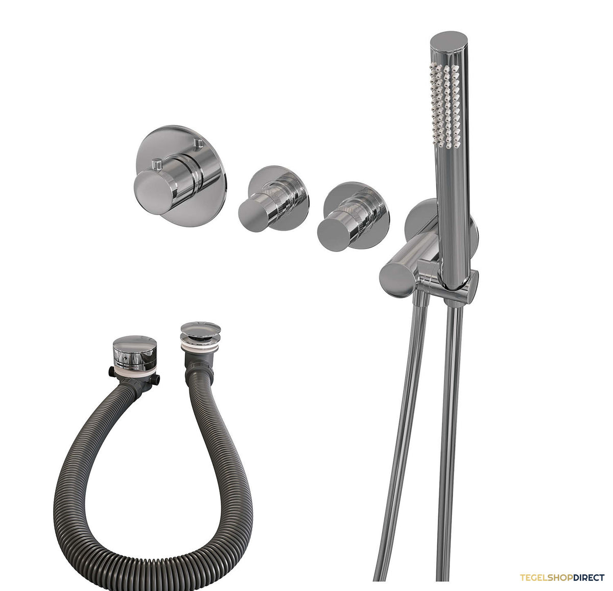 Inbouwthermostaatset Brauer Chrome Incl Staafhanddouche En Badafvoer Chroom – afbeelding 2