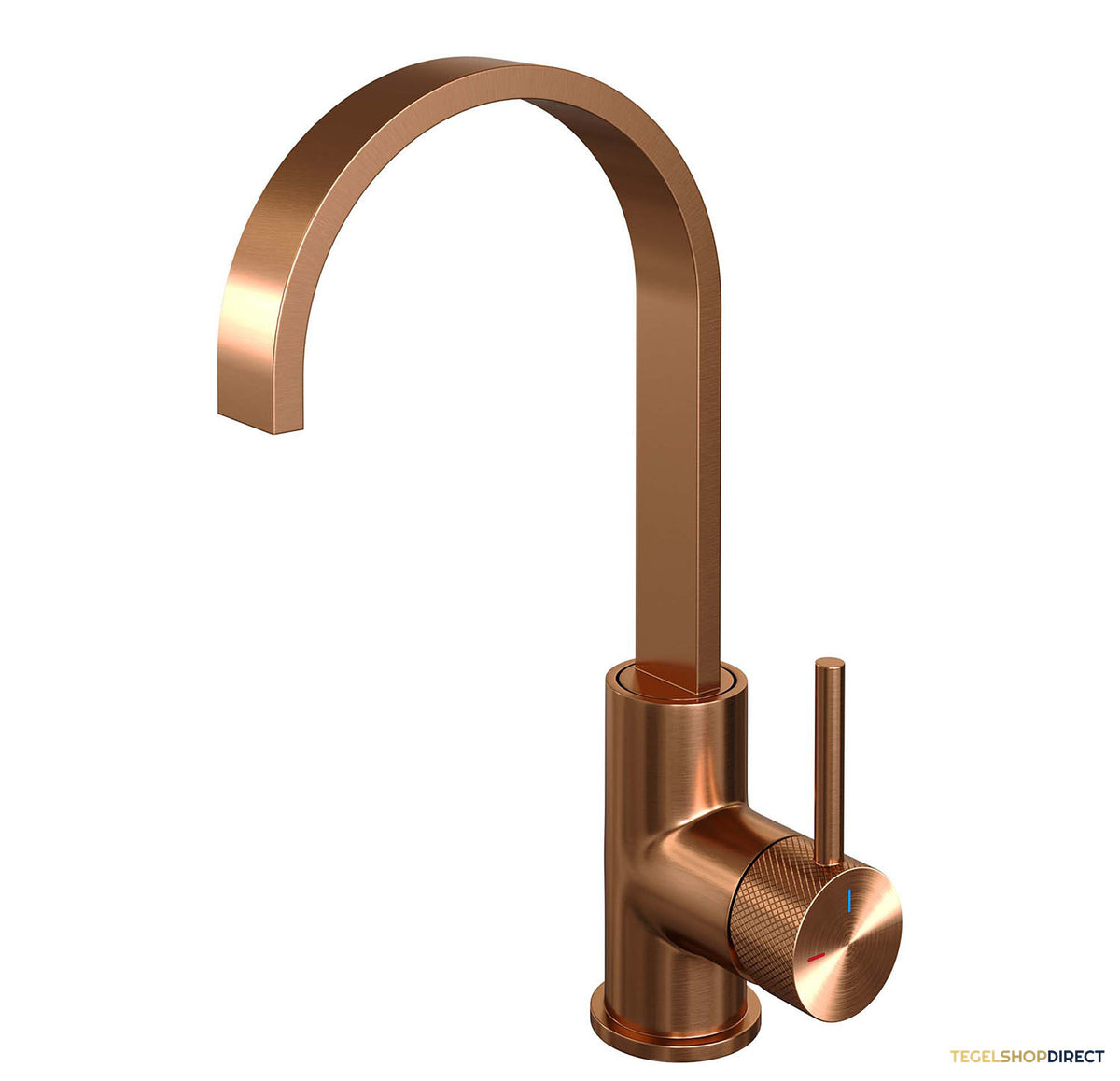 Wastafelmengkraan Brauer Copper Carving Coldstart Opbouw Hoog Plat Gebogen Ronde Hendel Geborsteld Koper PVD PVD