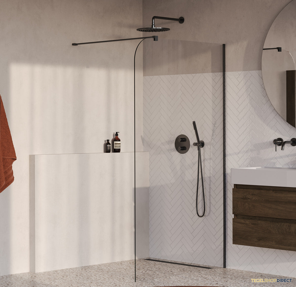 BRAUER Orion inloopdouche helder glas 120x200 incl. glascoating Geborsteld Gunmetal PVD