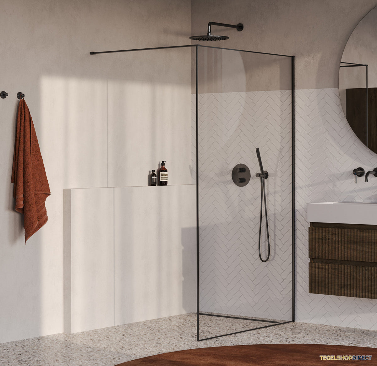 BRAUER Collision Inloopdouche 120x200 Helder Glas Incl. Glascoating PVD Gunmetal Geborsteld