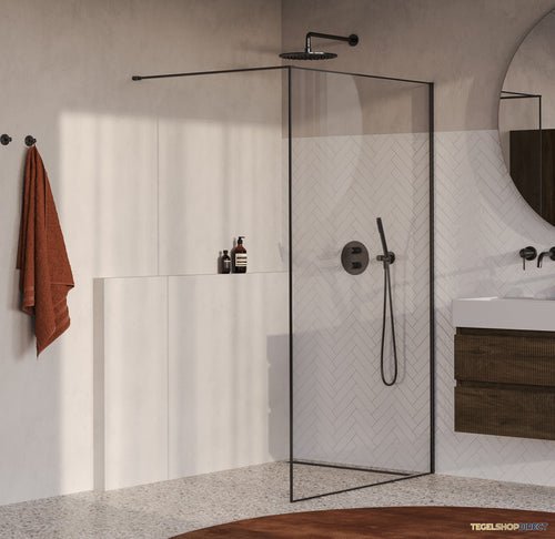 BRAUER Collision Inloopdouche 120x200 Helder Glas Incl. Glascoating PVD Gunmetal Geborsteld