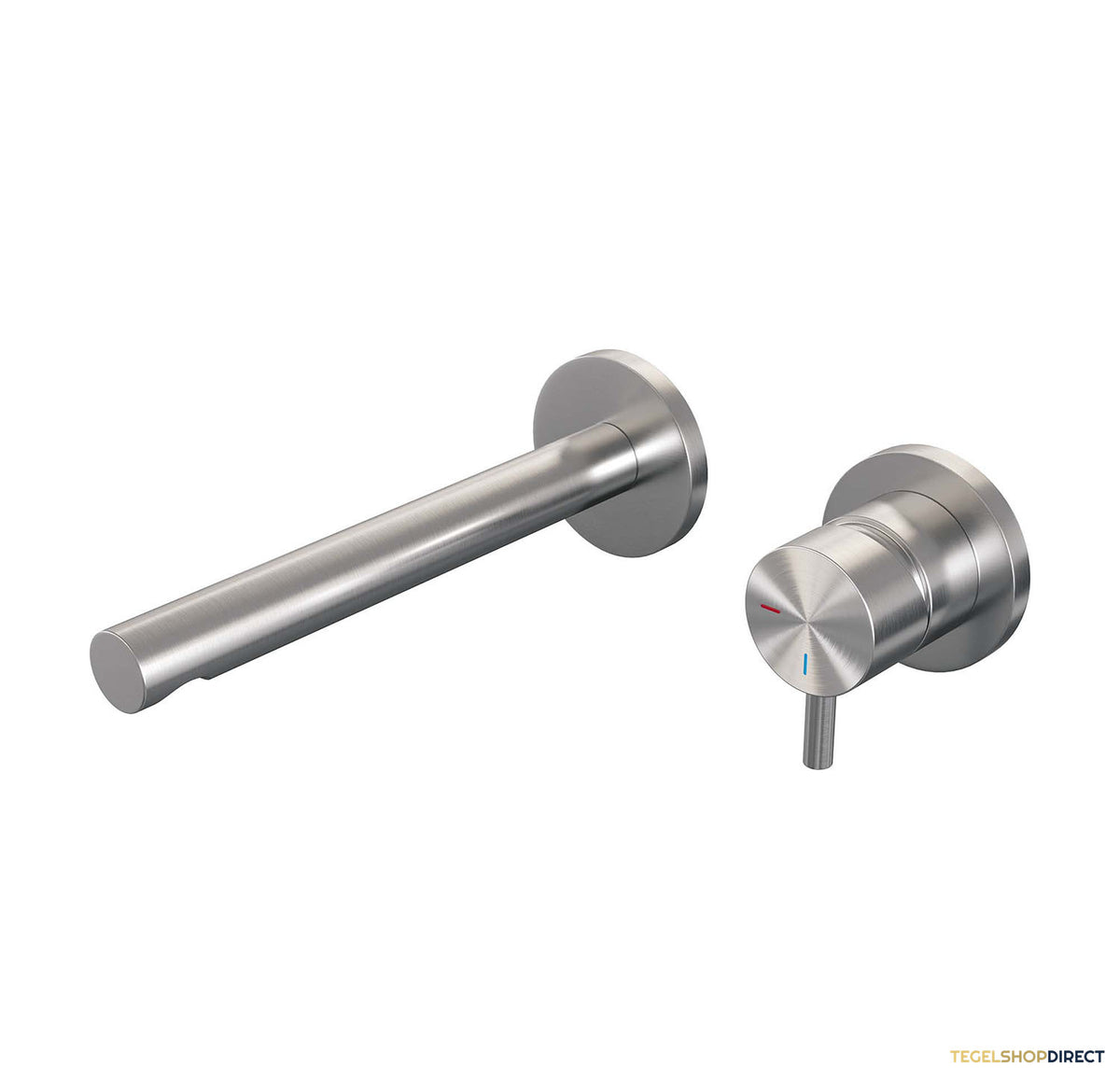 Inbouw Wastafelmengkraan Brauer Brushed Edition Coldstart Rechte Uitloop Korte Ronde Hendel Rechts Geborsteld RVS PVD Met Rozetten