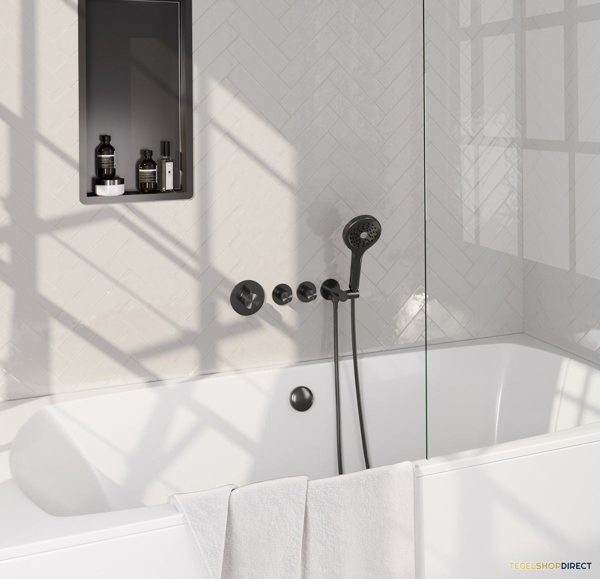 Inbouwthermostaat set Brauer Gunmetal Edition Incl Badafvoer Geborsteld Gunmetal (Keuze Handdouche) – afbeelding 2