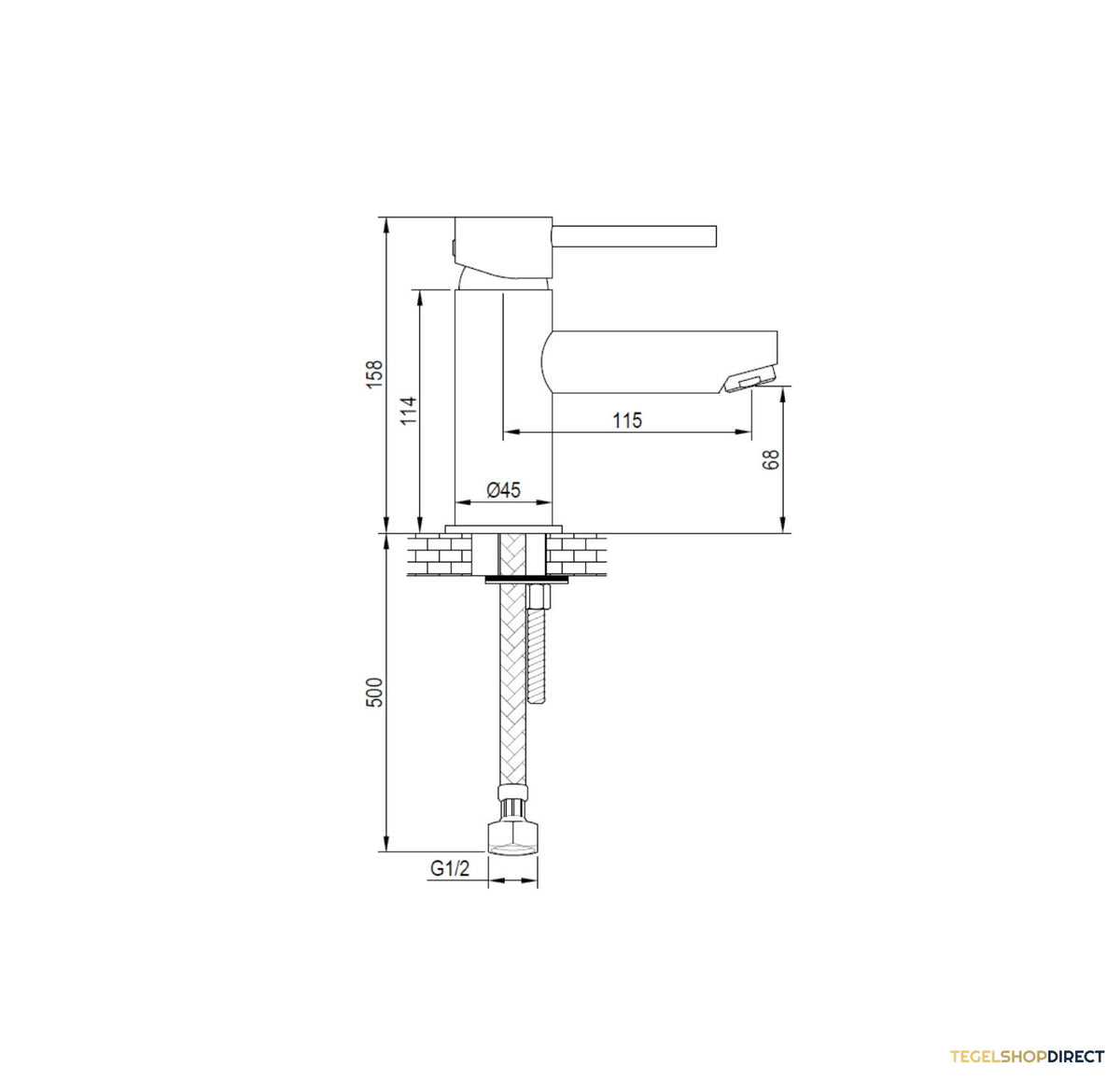 Wastafelmengkraan Brauer Copper Edition Coldstart Opbouw Laag Korte Platte Hendel Geborsteld Koper PVD – afbeelding 3