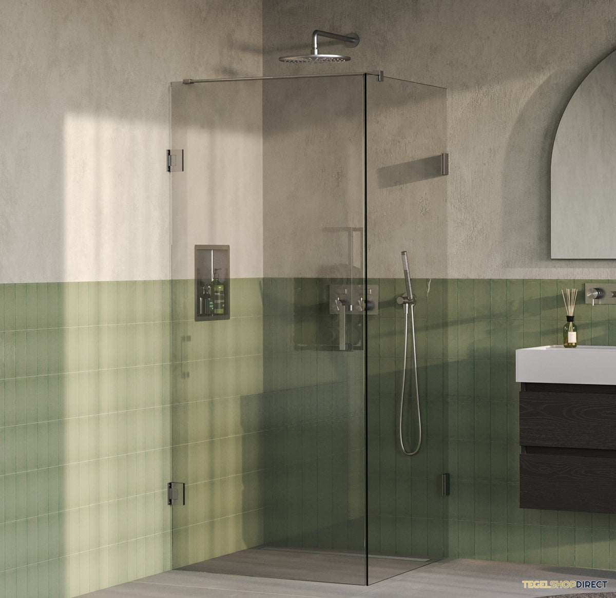 BRAUER Void douchecabine met draaideur helder glas 90x90x200 incl. glascoating PVD RVS-kleurig geborsteld
