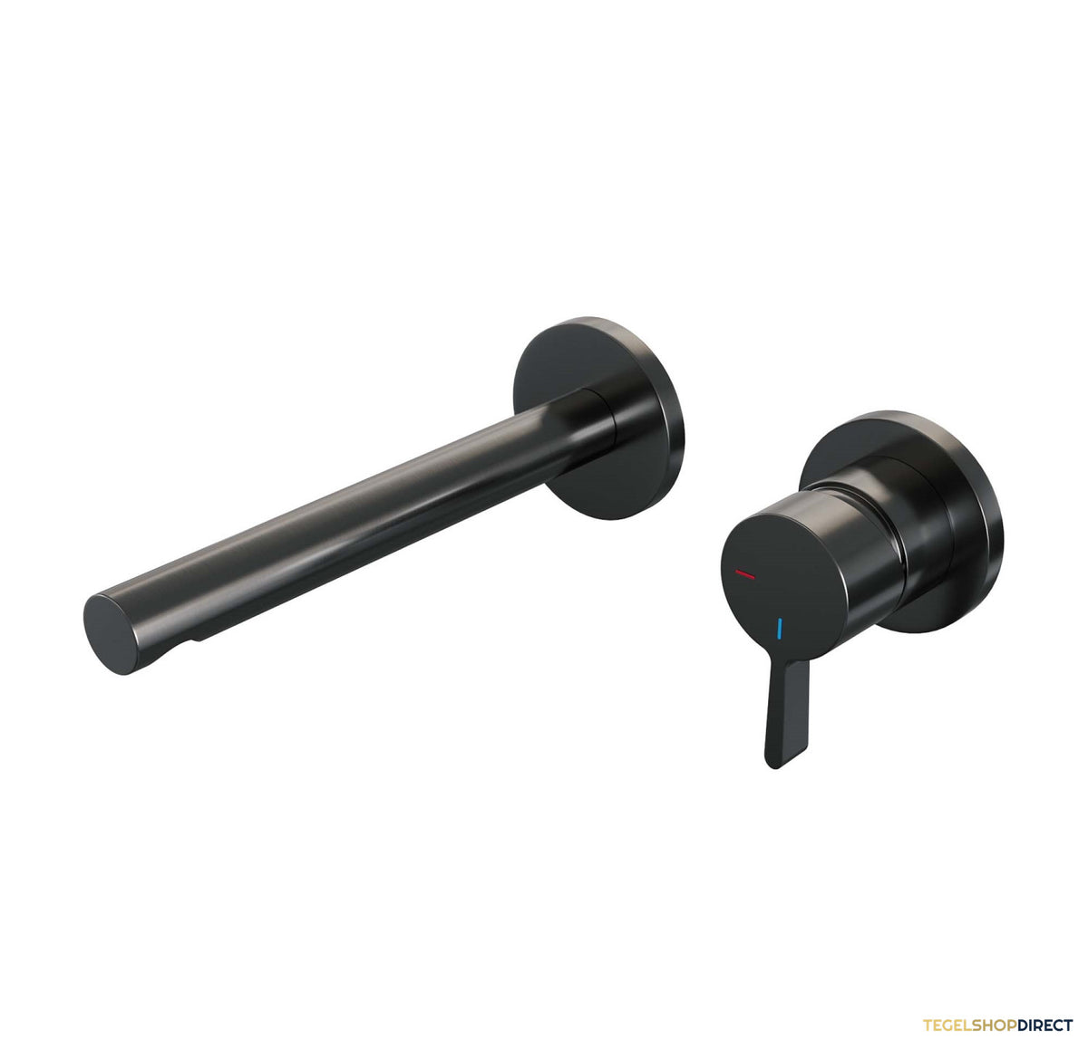 Inbouw Wastafelmengkraan Brauer Gunmetal Edition Coldstart Rechte Uitloop Halfronde Hendel Rechts Geborsteld Gunmetal PVD Met Rozetten