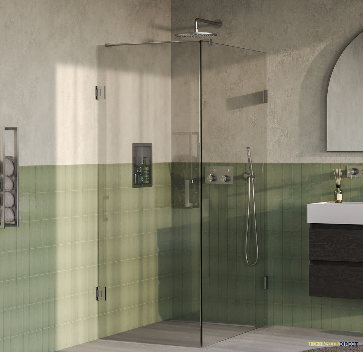 BRAUER Void douchecabine met draaideur helder glas 80x120x200 incl. glascoating PVD RVS-kleurig geborsteld