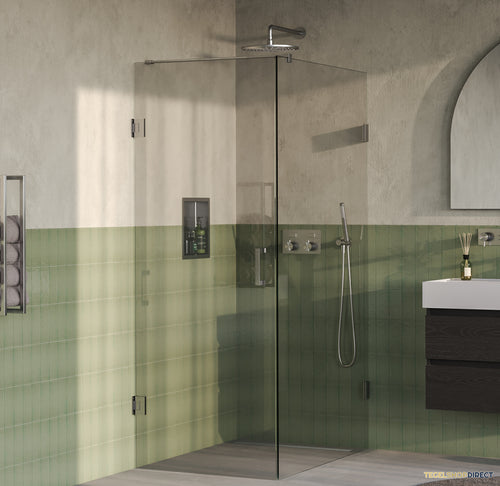 BRAUER Void douchecabine met draaideur helder glas 80x120x200 incl. glascoating PVD RVS-kleurig geborsteld