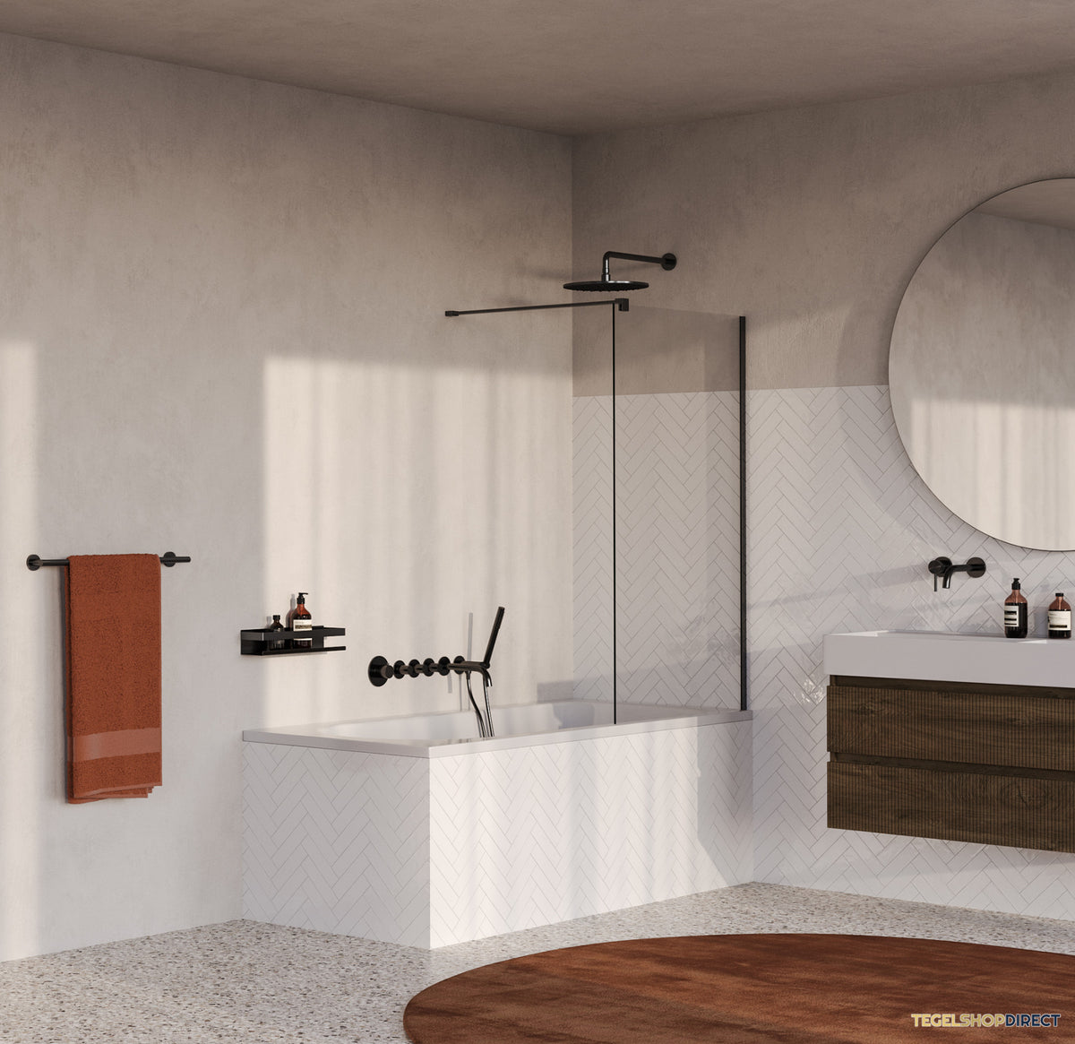 BRAUER Oblivion Badwand 80x140 Helder Glas Incl. Glascoating PVD Gunmetal Geborsteld – afbeelding 2