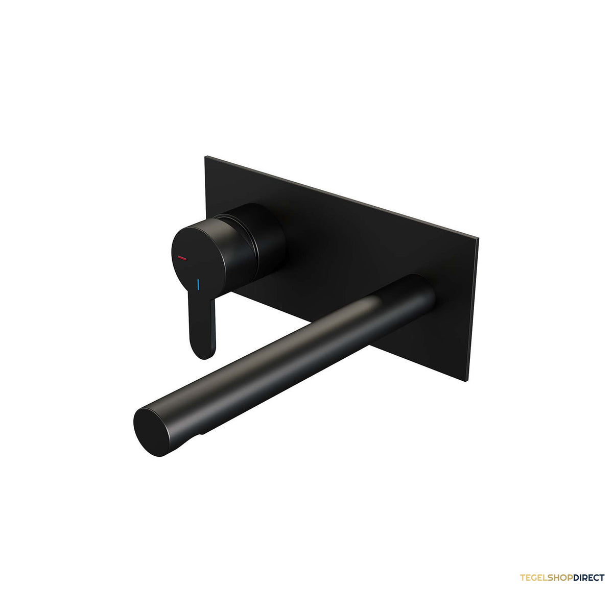 Inbouw Wastafelmengkraan Brauer Black Edition Coldstart Rechte Uitloop Korte Platte Hendel Links Mat Zwart Met Afdekplaat
