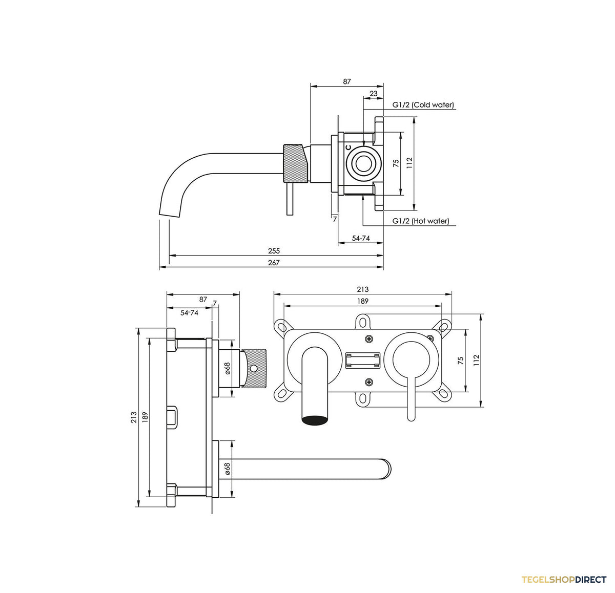 Inbouw Wastafelmengkraan Brauer Chrome Carving Coldstart Gebogen Uitloop Ronde Hendel Rechts Chroom Met Rozetten – afbeelding 4