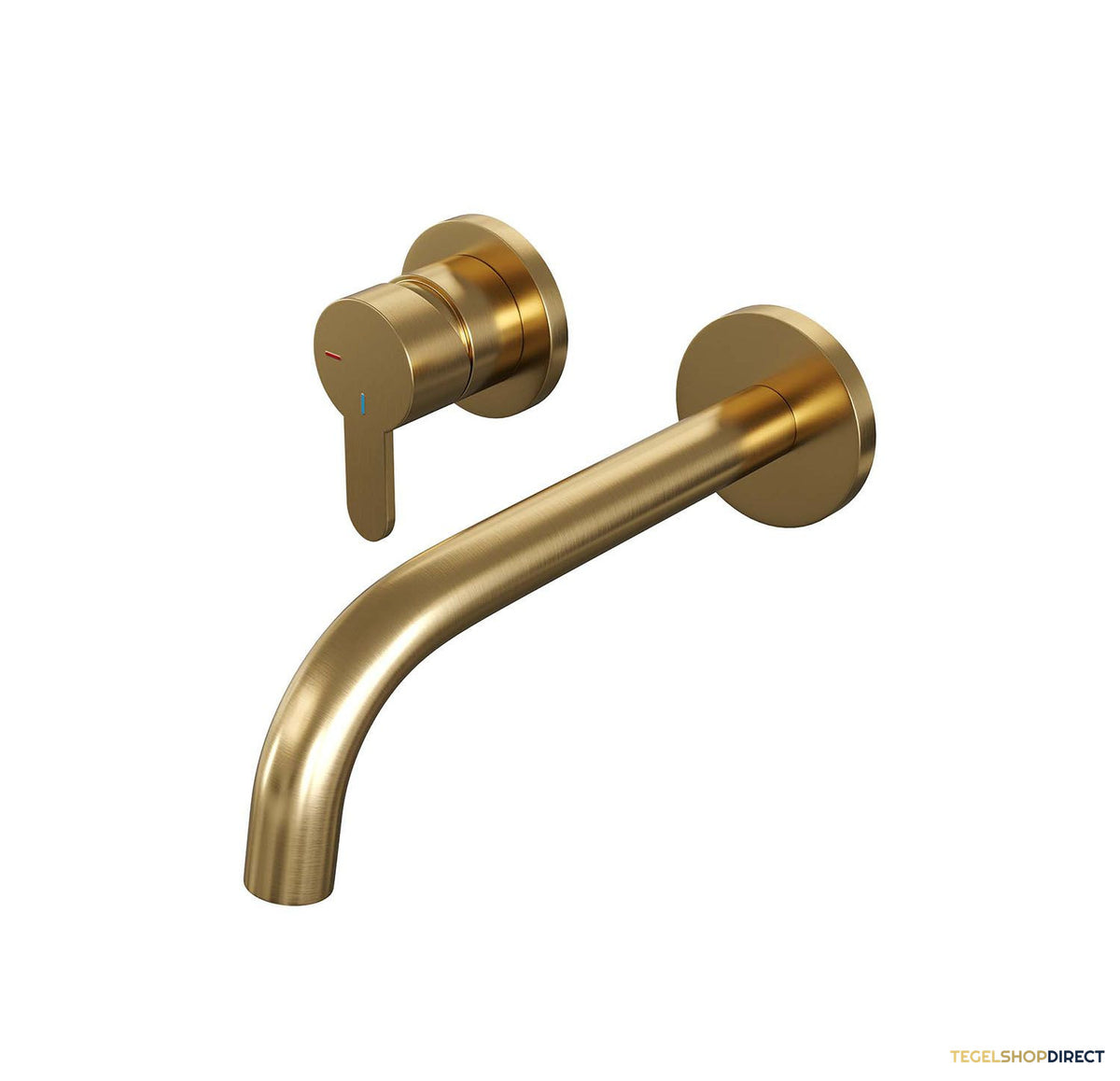 Inbouw Wastafelmengkraan Brauer Gold Edition Coldstart Korte Platte Hendel Gebogen Uitloop Geborsteld Goud PVD Met Rozetten