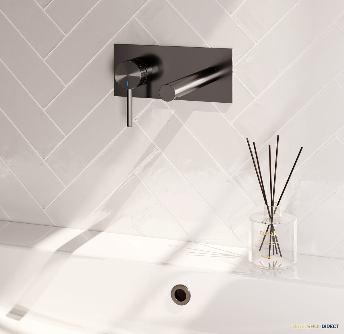 Brauer Stripe inbouw wastafelmengkraan met rechte uitloop en afdekplaat model A2 gunmetal geborsteld PVD – afbeelding 2