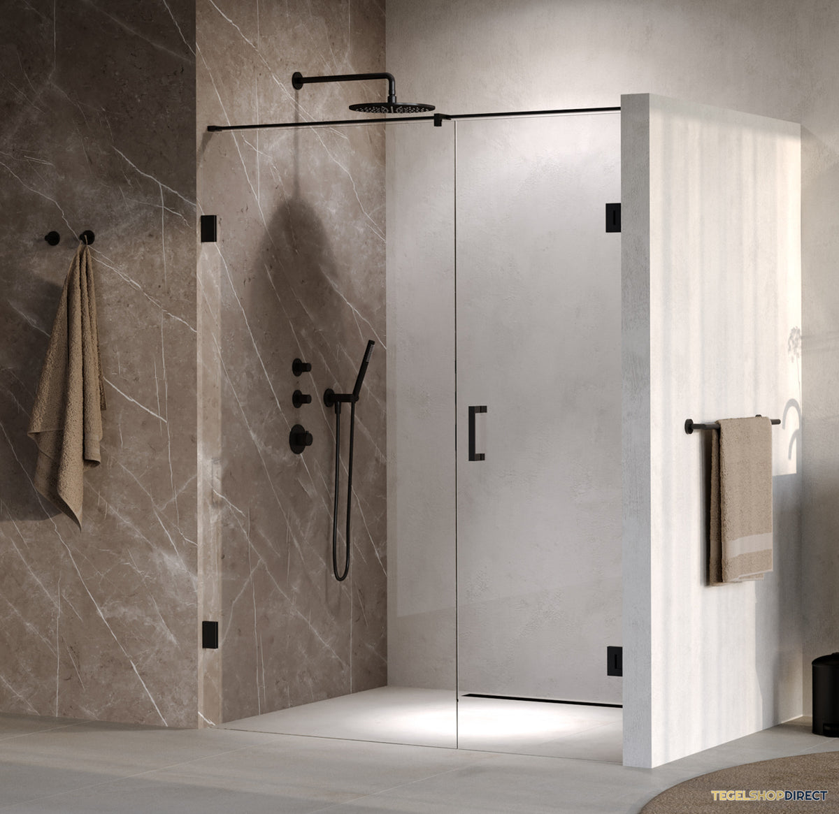 BRAUER Void nisdeur 2-delig helder glas 160x200 omkeerbaar met draaideur 70 aan muur incl. glascoating mat zwart