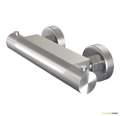 Douchekraan Brauer Brushed Carving Opbouw Thermostatisch Geborsteld RVS