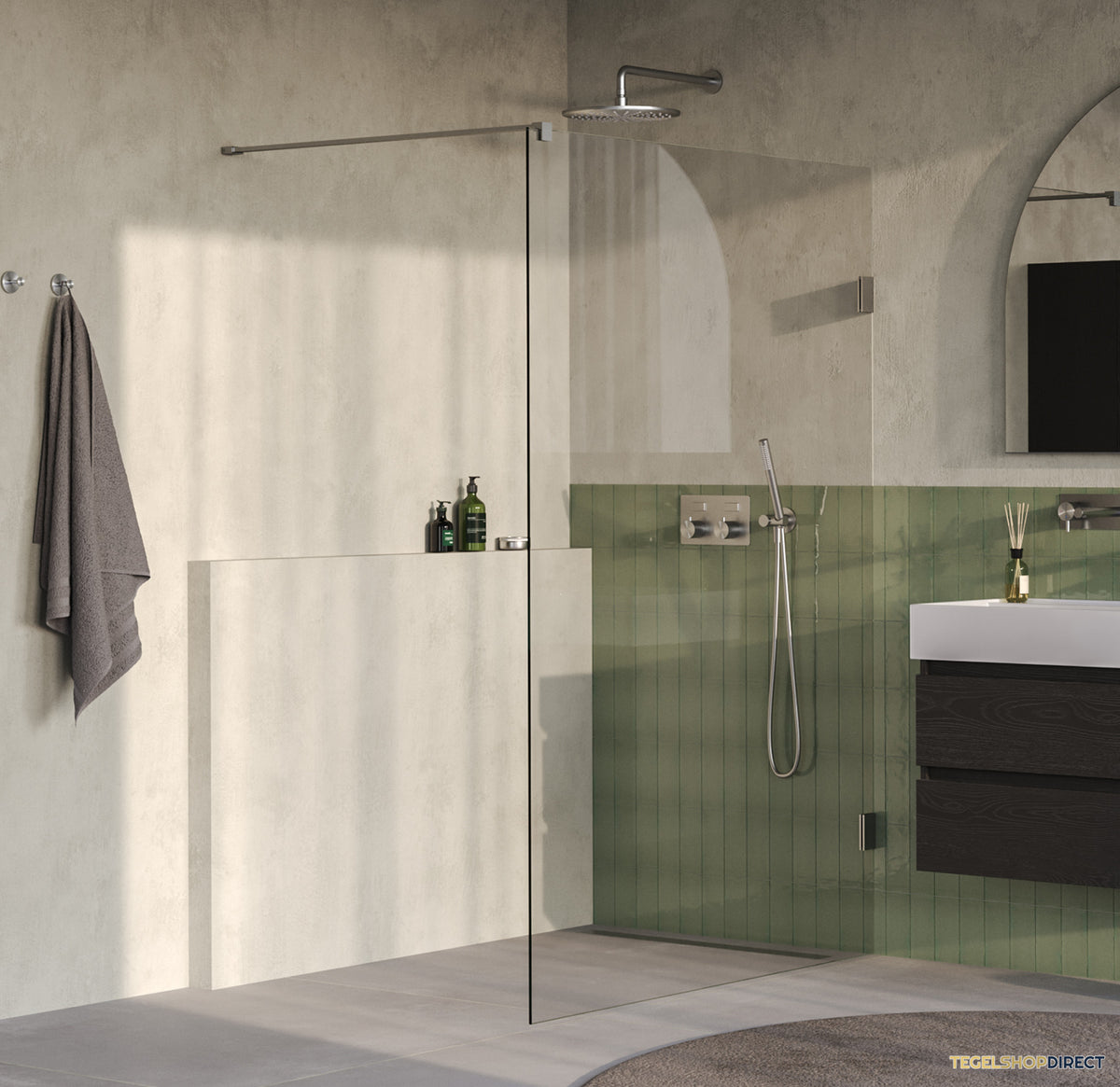 BRAUER Void inloopdouche helder glas 130x200 incl. glascoating PVD RVS-kleurig geborsteld