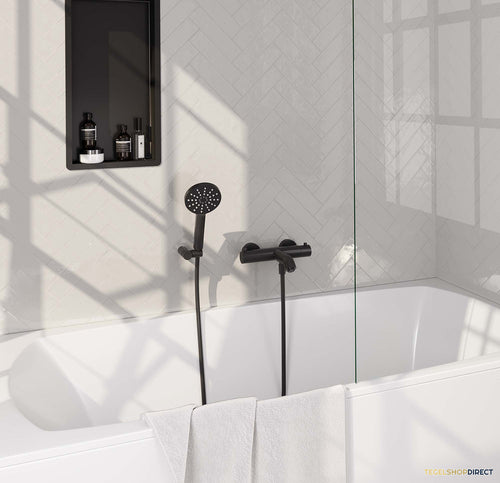 Opbouwset Bad- en Douchekraan Brauer Black Edition Thermostatisch Met Wandhouder En Handdouche 3 Standen Mat Zwart