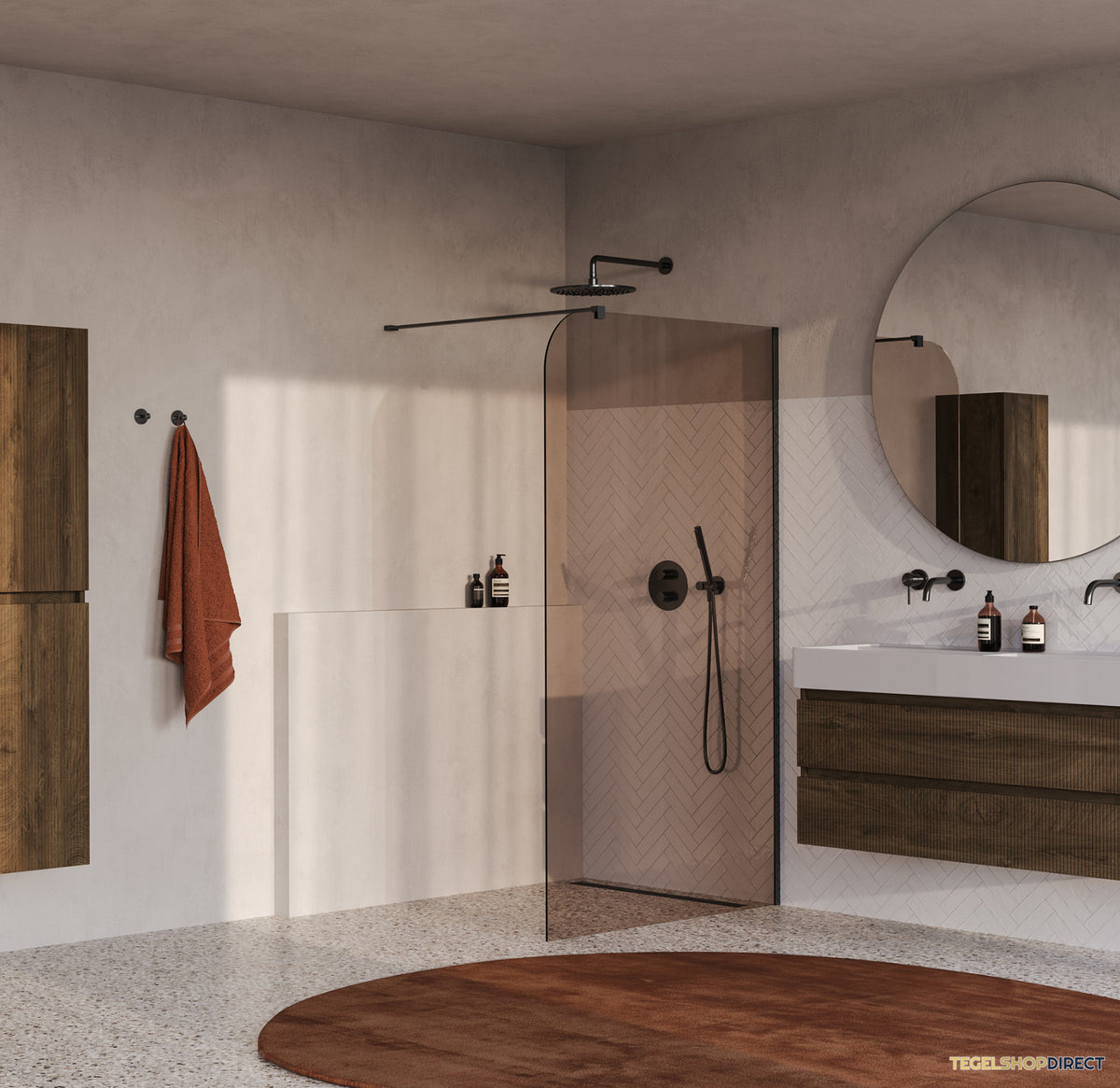 BRAUER Orion inloopdouche brons glas 120x200 incl. glascoating Geborsteld Gunmetal PVD – afbeelding 2