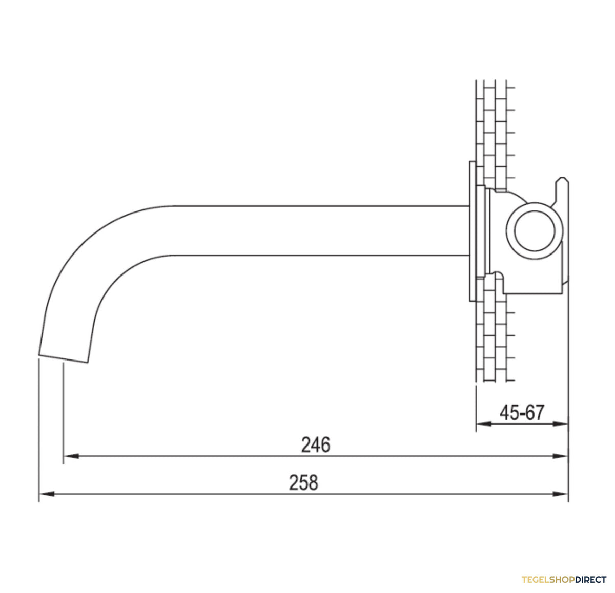 Uitloop Brauer Gebogen Incl Rozet 65mm PVD-Coating Geborsteld Gunmetal – afbeelding 2