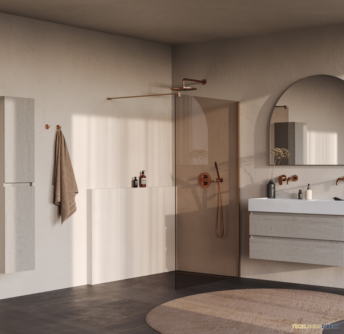 BRAUER Oblivion inloopdouche brons glas 120x200 incl. glascoating PVD koper geborsteld – afbeelding 2