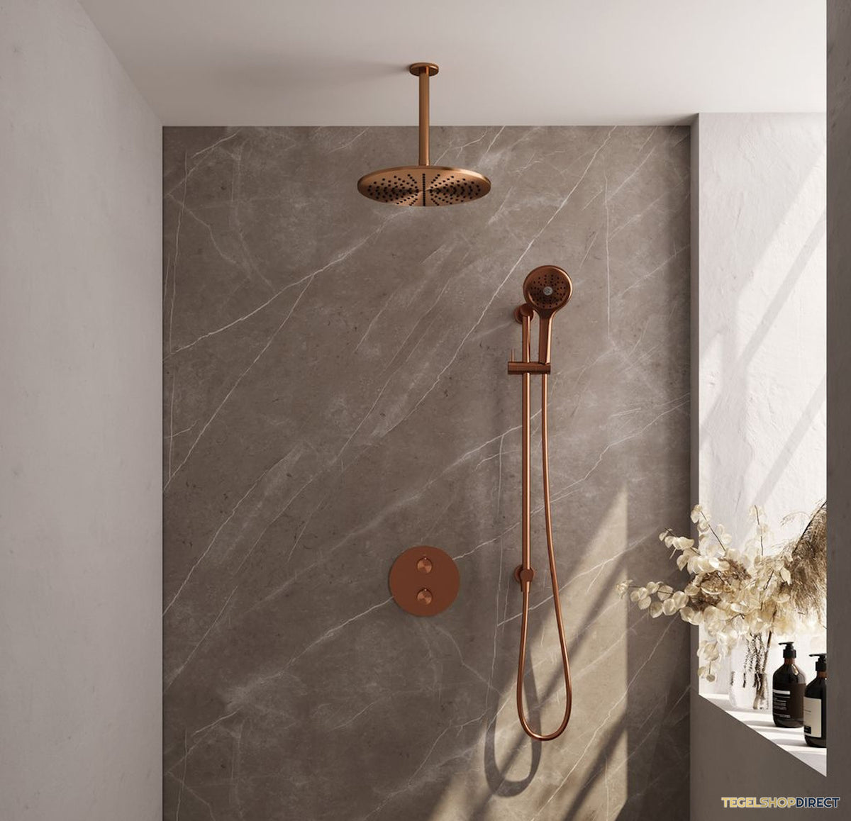 Thermostatische Inbouwdoucheset Brauer Carving Met Ronde Afdekplaat Koper (Alle Opties) – afbeelding 2