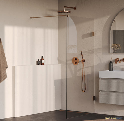 BRAUER Void inloopdouche helder glas 100x200 incl. glascoating PVD koper geborsteld