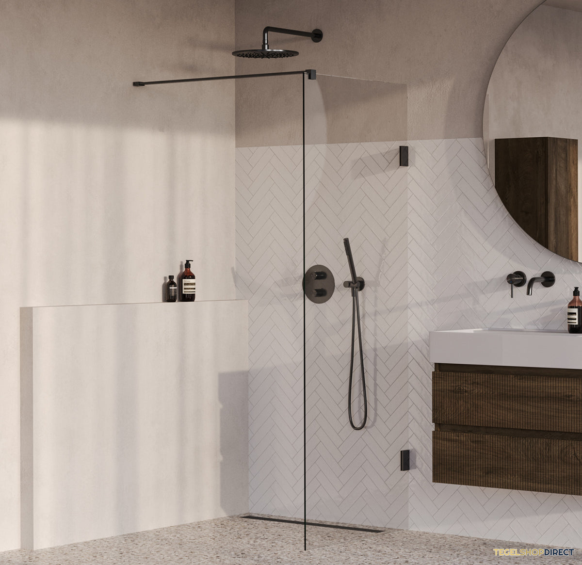 BRAUER Void inloopdouche helder glas 80x200 incl. glascoating PVD gunmetal geborsteld