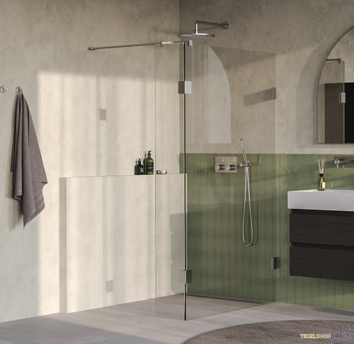 BRAUER Void inloopdouche helder glas 110x200 met 40 zijwand incl. glascoating PVD RVS-kleurig geborsteld