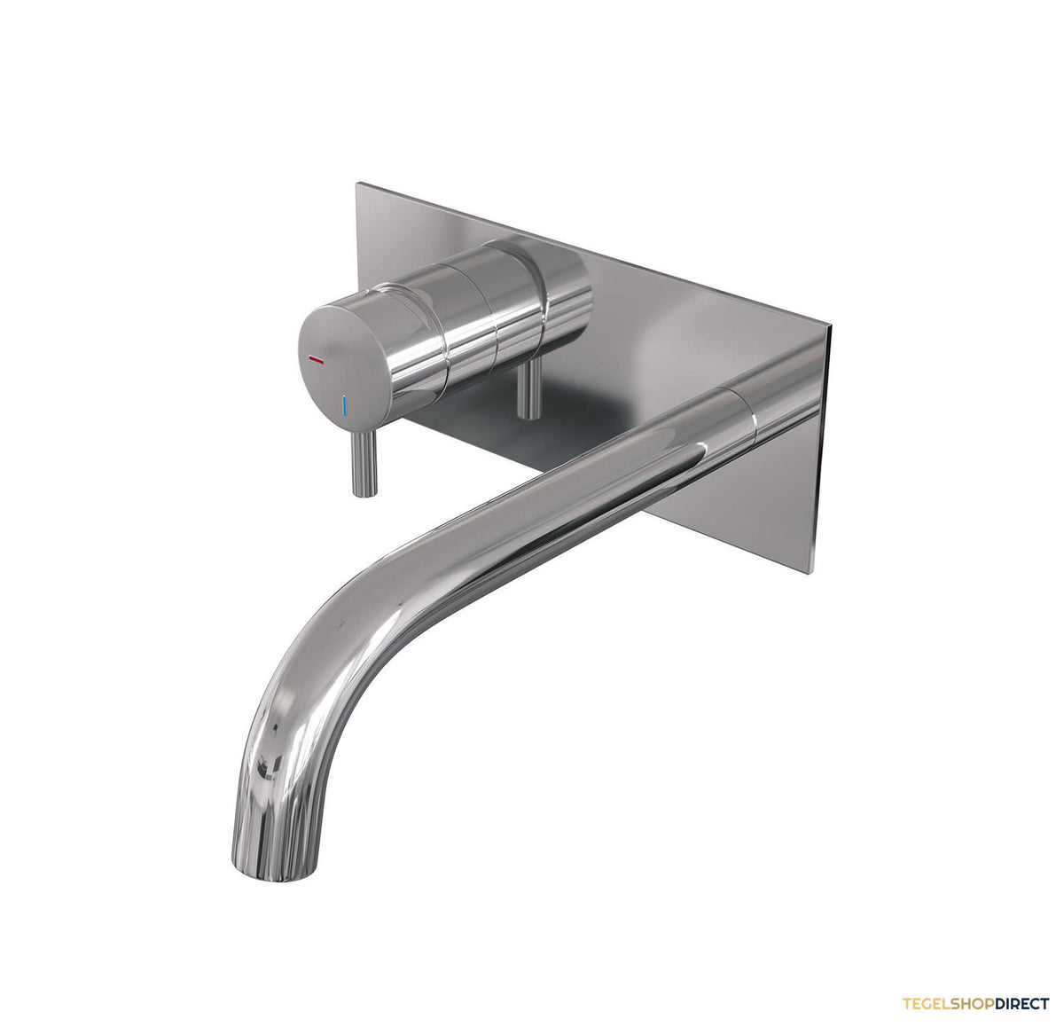 Inbouw Wastafelmengkraan Brauer Chrome Edition Coldstart Gebogen Uitloop Korte Ronde Hendel Links Chroom Met Afdekplaat