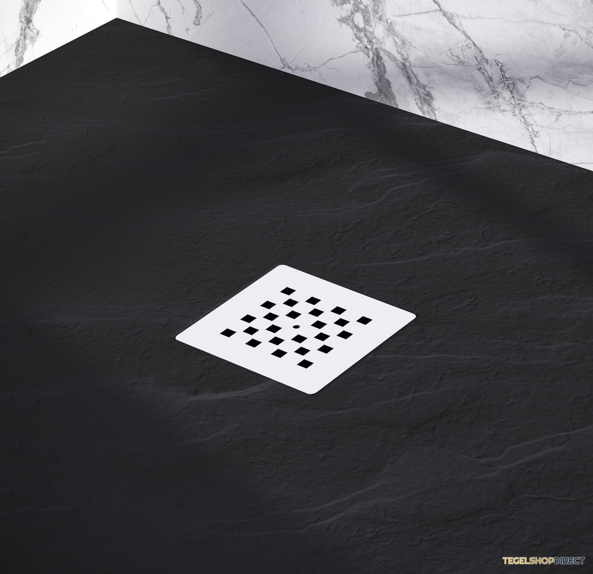 BRAUER Douchebak Asteroid 80x80 incl. antislip en antibacterieel mineraalmarmer mat zwart – afbeelding 4