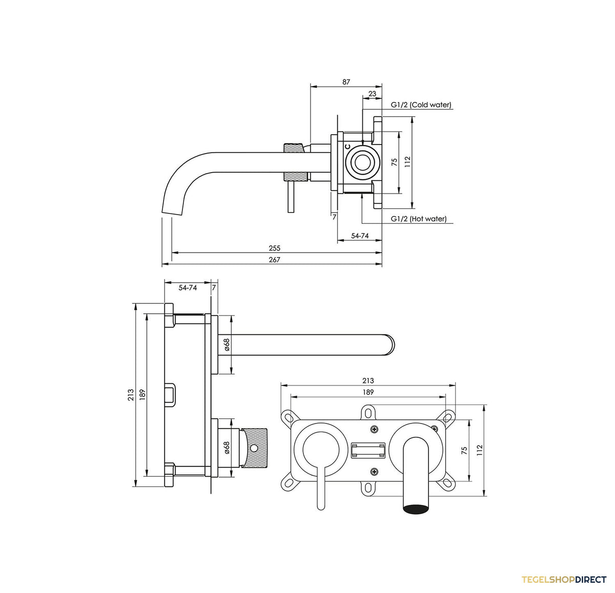 Inbouw Wastafelmengkraan Brauer Gold Carving Coldstart Gebogen Uitloop Ronde Hendel Links Geborsteld Goud PVD Met Rozetten – afbeelding 4