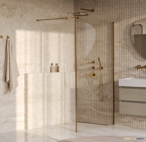 BRAUER Oblivion inloopdouche helder glas 110x200 met zijwand 40 incl. glascoating PVD goud geborsteld