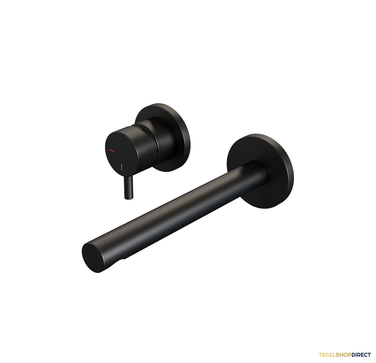 Inbouw Wastafelmengkraan Brauer Black Edition Coldstart Rechte Uitloop Korte Ronde Hendel Links Mat Zwart Met Rozetten