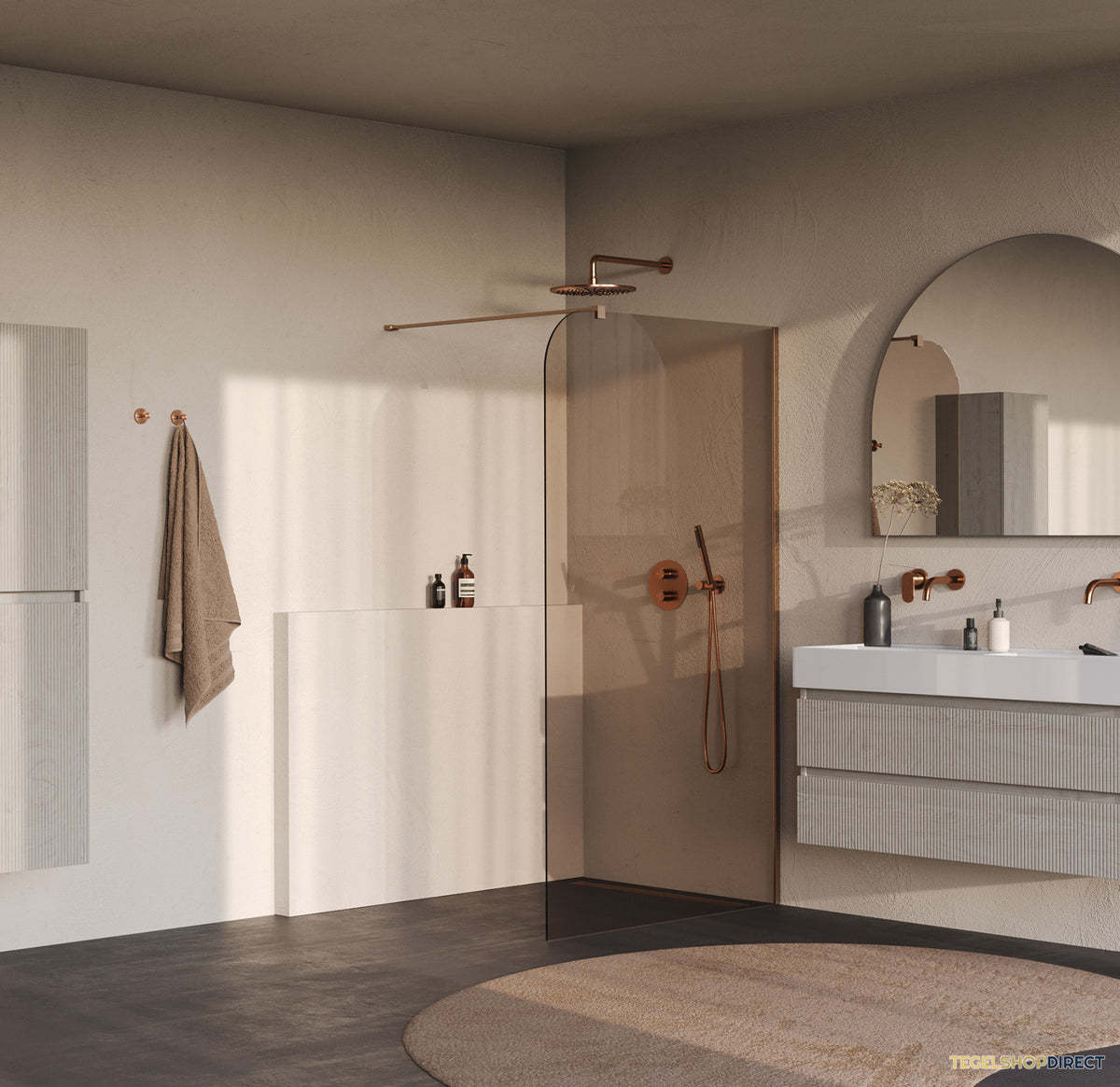 BRAUER Orion inloopdouche brons glas 120x200 incl. glascoating Geborsteld Koper PVD – afbeelding 2