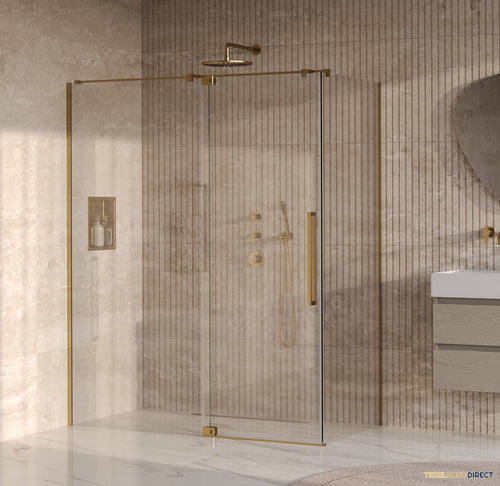 BRAUER Stellar douchecabine met draaideur helder glas 160x80x200 omkeerbaar incl. glascoating PVD goud geborsteld