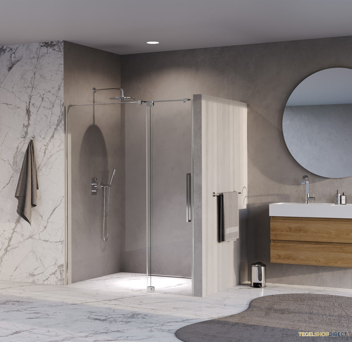 BRAUER Stellar nisdeur 2-delig draaiend helder glas 140x200 omkeerbaar incl. glascoating chroom – afbeelding 2