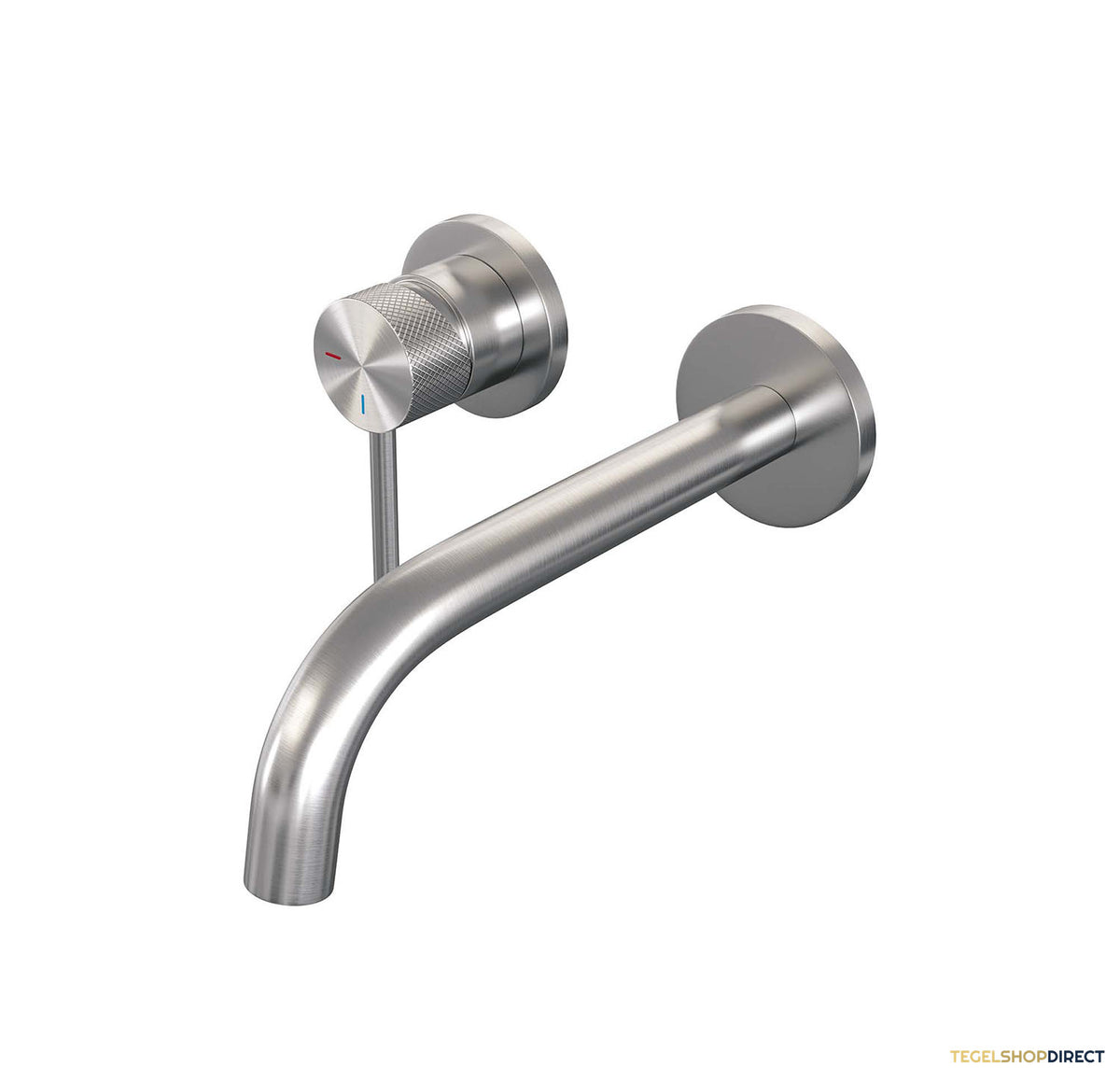 Inbouw Wastafelmengkraan Brauer Brushed Carving Coldstart Gebogen Uitloop Ronde Hendel Links Geborsteld RVS PVD Met Rozetten