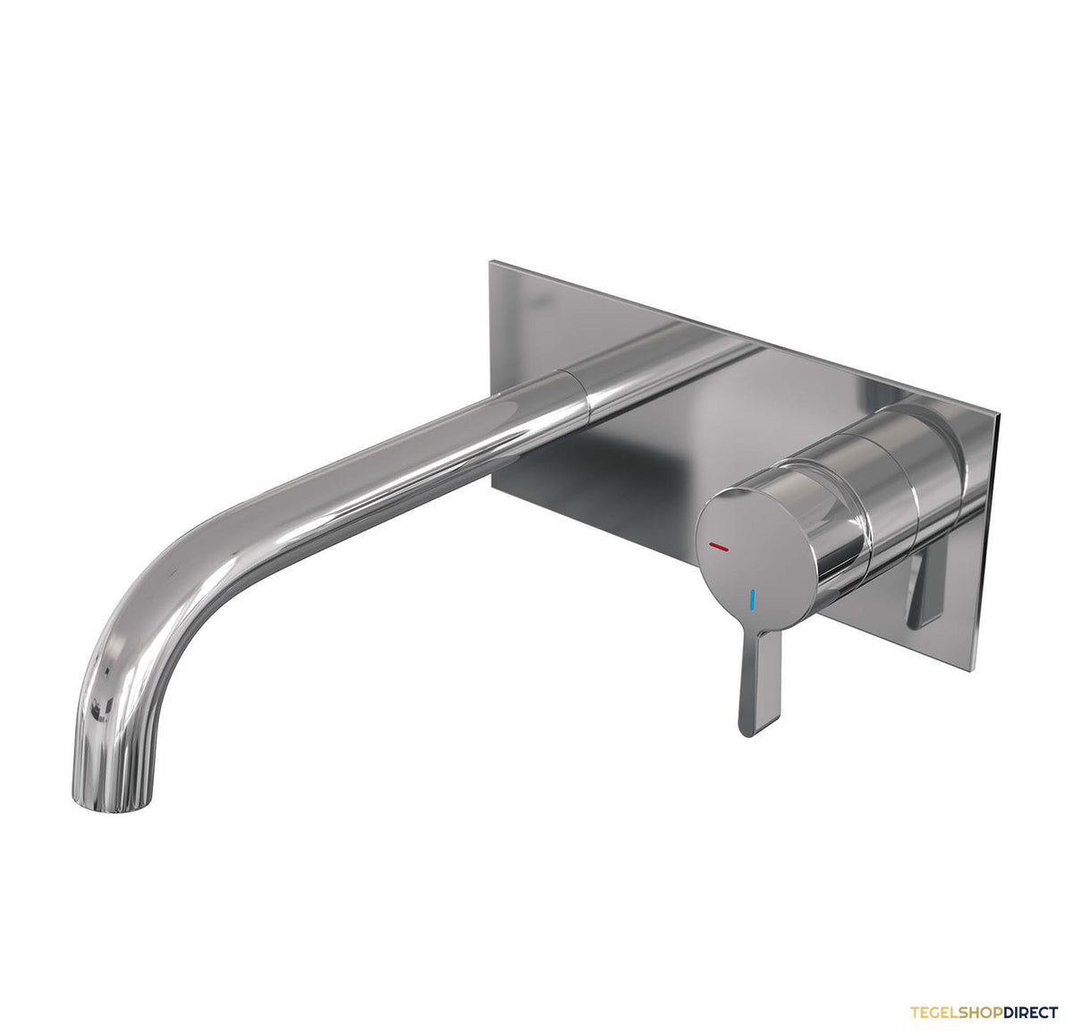 Inbouw Wastafelmengkraan Brauer Chrome Edition Coldstart Gebogen Uitloop Halfronde Hendel Rechts Chroom Met Afdekplaat