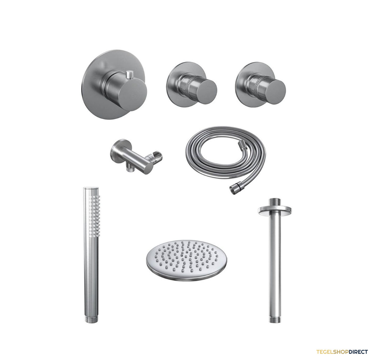 Thermostatisch Inbouwdoucheset Brauer Brushed 20cm Hoofddouche Plafondarm Staafhanddouche Geborsteld RVS – afbeelding 4