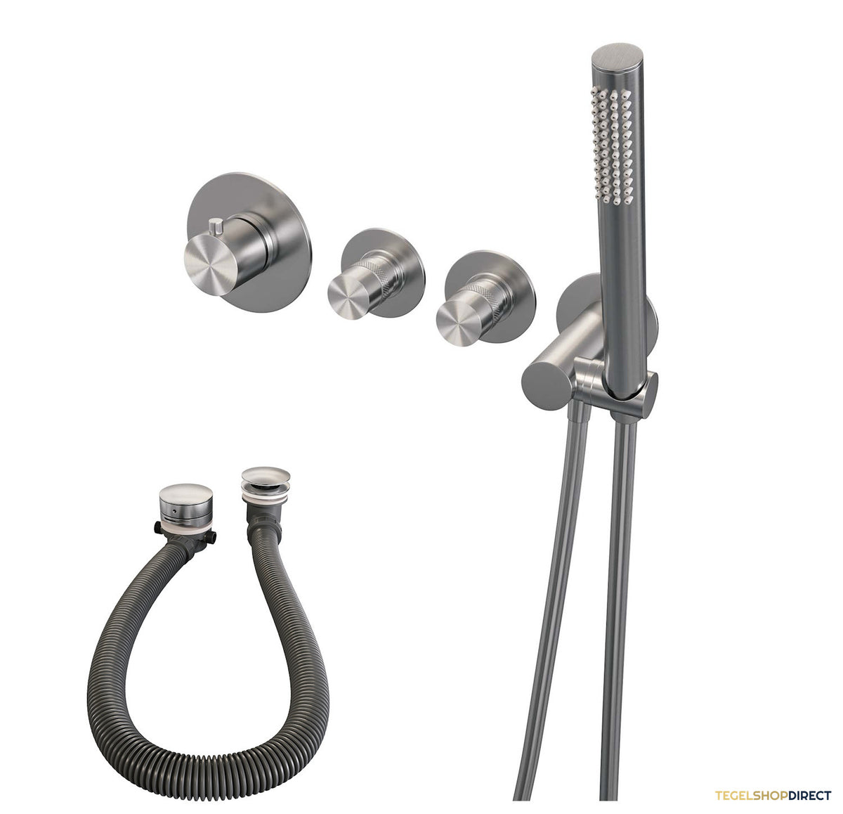 Inbouwthermostaat set Brauer Brushed Edition Incl Badafvoer Geborsteld RVS (Keuze Handdouche) – afbeelding 3