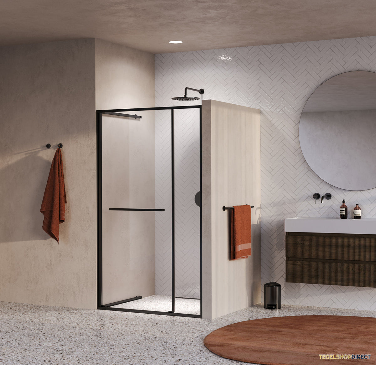 BRAUER Luminis Nisdeur 2-Delig Naar Binnen Draaiend 120x200 Omkeerbaar Helder Glas Incl. Glascoating PVD Gunmetal Geborsteld – afbeelding 2