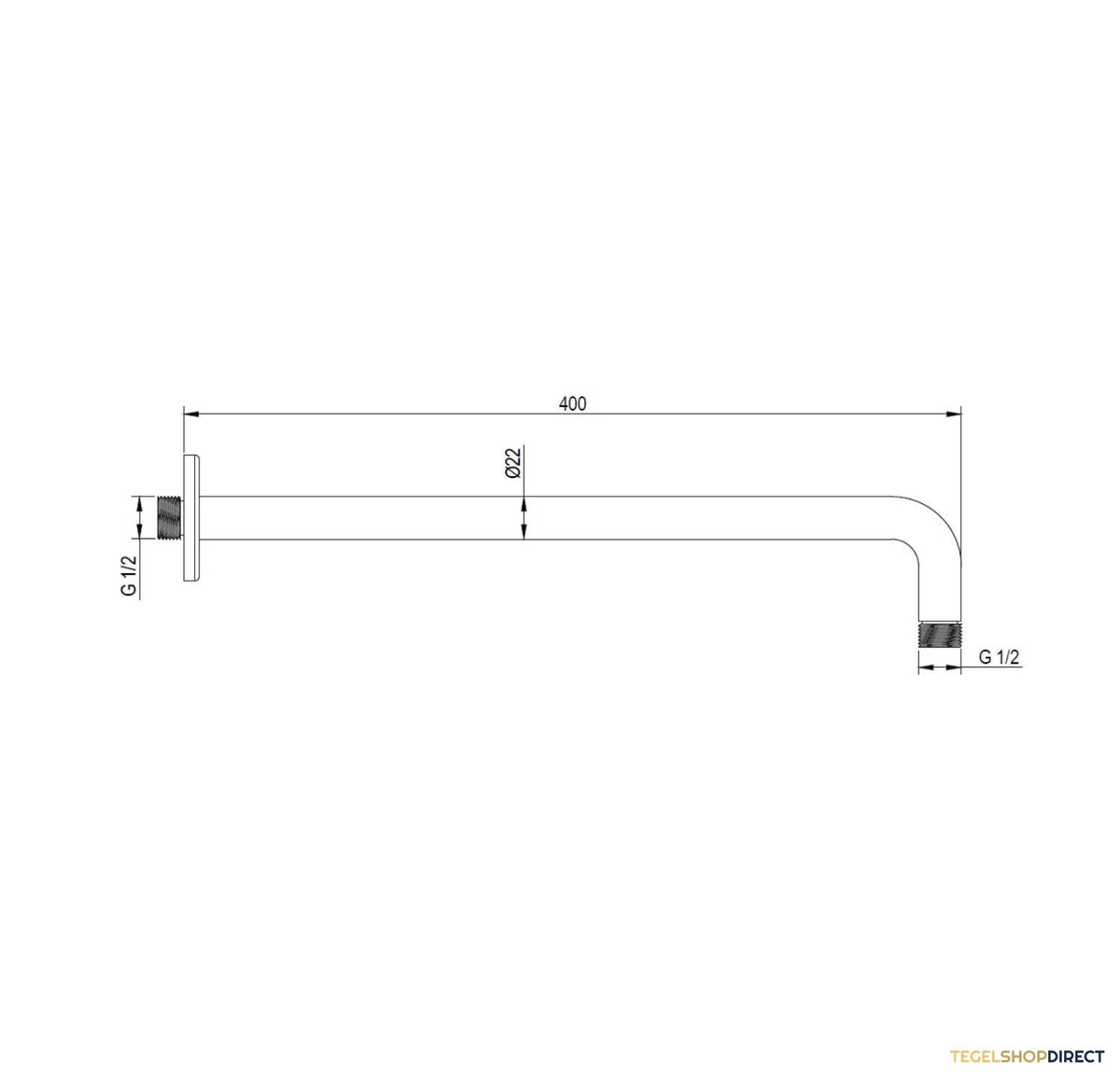 Wandarm Brauer Brushed Edition Gebogen 40 cm Geborsteld RVS – afbeelding 2