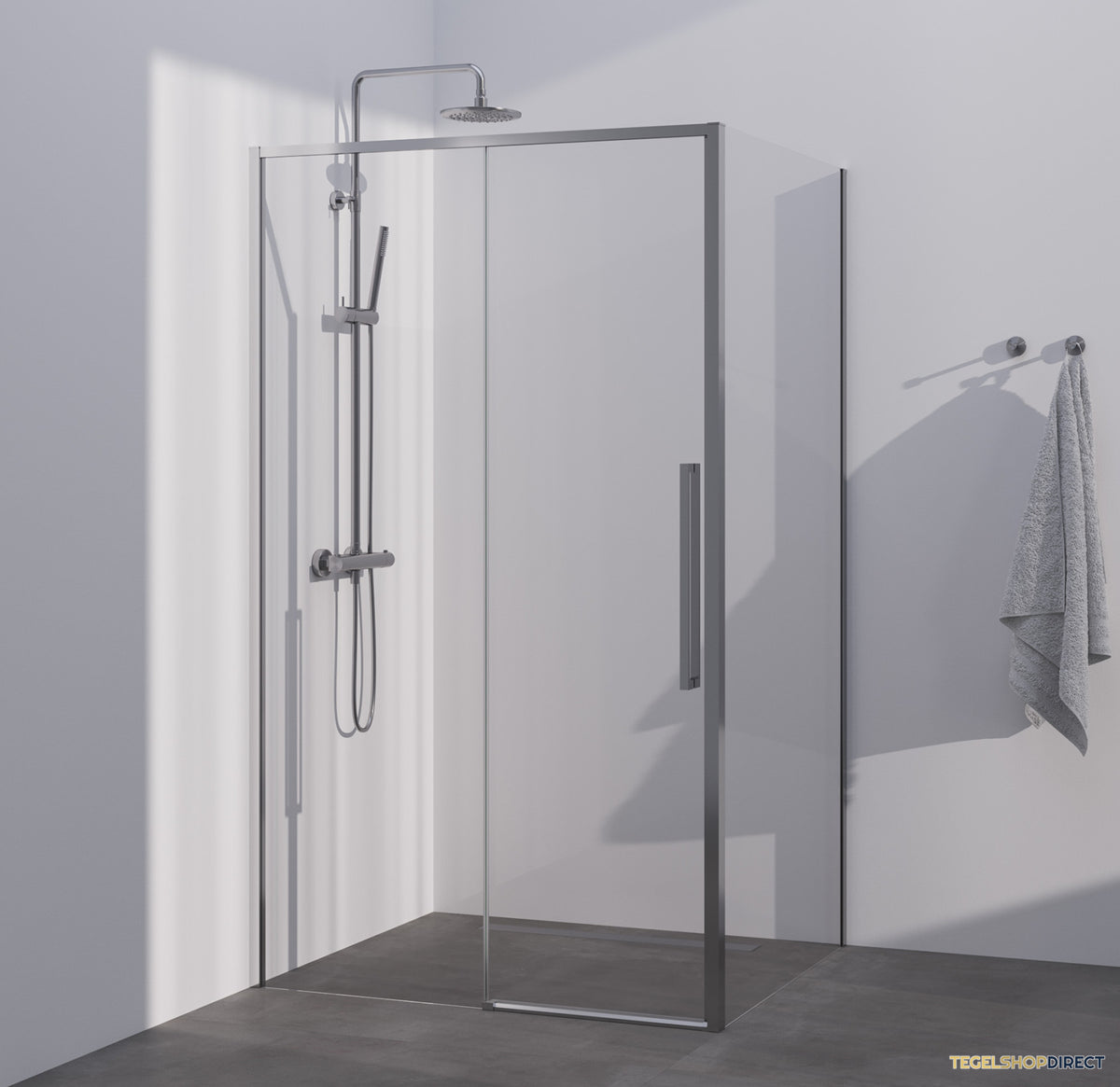 BRAUER Season douchecabine model B met schuifdeur helder glas 120x100x200 omkeerbaar incl. glascoating Season-RVS-kleurig