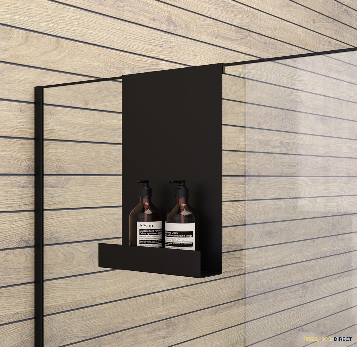 Doucherek Brauer Black Edition Hangend met Glasklem Mat Zwart – afbeelding 2