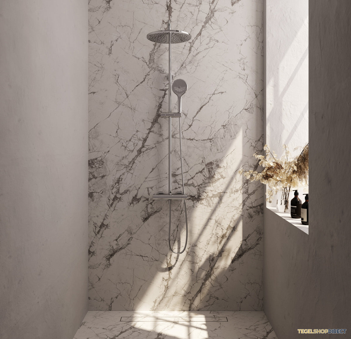 Regendouche Brauer Chrome Showerpipe Met Thermostaat 30cm 3 Standen Messing Chroom