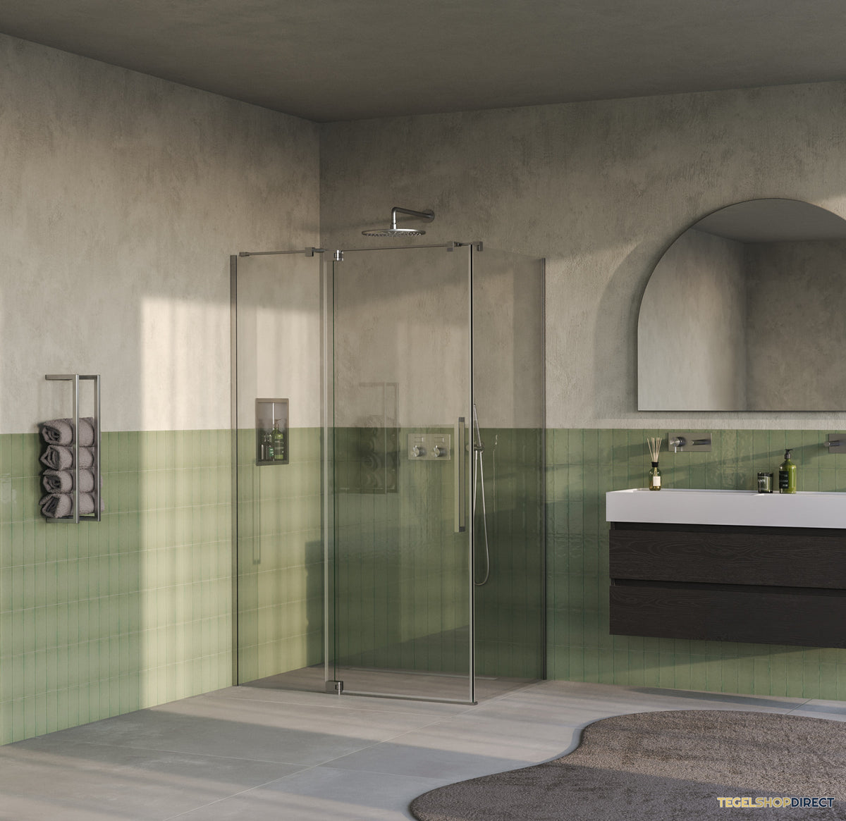 BRAUER Stellar douchecabine met draaideur helder glas 120x90x200 omkeerbaar incl. glascoating PVD RVS-kleurig geborsteld – afbeelding 2