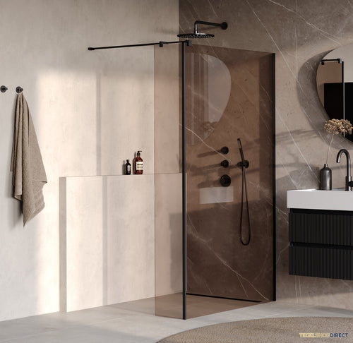 BRAUER Oblivion inloopdouche brons glas 120x200 met zijwand 30 incl. glascoating mat zwart